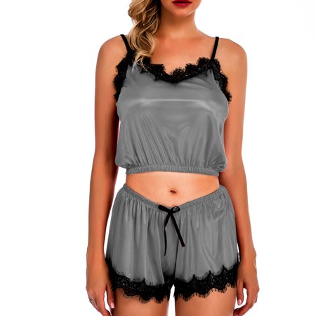 UDAXB Lingerie Women Sleepwear Sleeveless Strap Nightwear Lace Trim Satin Cami Top Pajama Sets
UDAXB Lingerie Women Sleepwear Sleeveless Strap Nightwear Lace Trim Satin Cami Top Pajama Sets