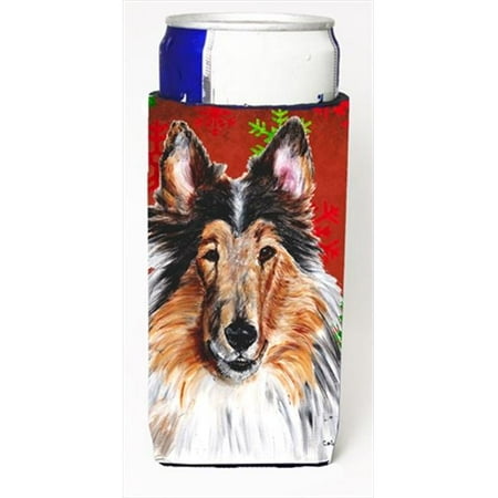 Collie Red Snowflakes Holiday Michelob Ultra bottle sleeves Slim Cans 12 Oz.