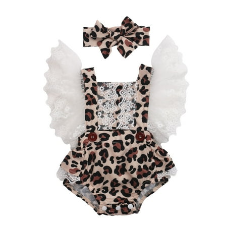 Canrulo Newborn Baby Girl Ruffle Flutter Lace Sleeve Bodysuit Leopard Print Romper Onsies Clothes with Headband Leopard 12-18 Months
Canrulo Newborn Baby Girl Ruffle Flutter Lace Sleeve Bodysuit Leopard Print Romper Onsies Clothes with Headband Leopard 12-18 Months