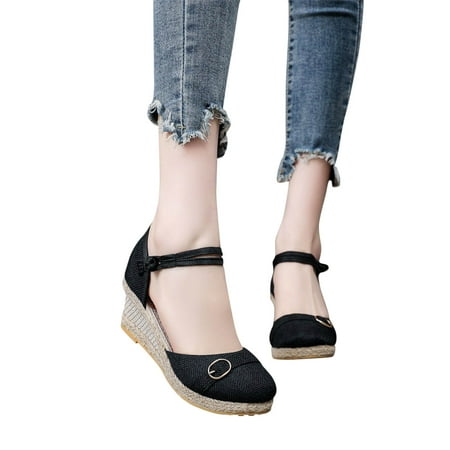 LWVITH Womens Wedge Sandals Espadrille Platform Sandals Comfortable Lightweight Open Toe Ankle Strap Sandals Clearance( Black 6)
LWVITH Womens Wedge Sandals Espadrille Platform Sandals Comfortable Lightweight Open Toe Ankle Strap Sandals Clearance( Black 6)