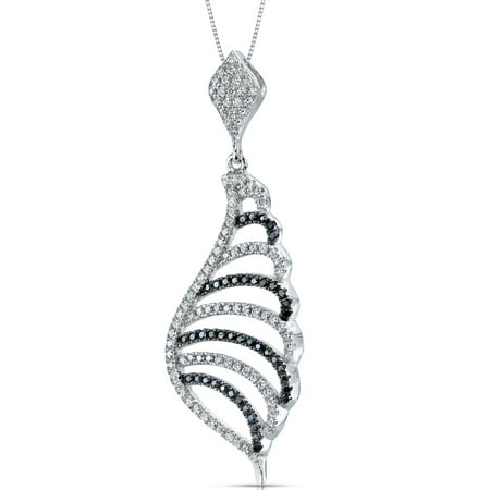 Peora 4.20 Carat T.G.W. Micro Pave Black and White Cubic Zirconia Rhodium over Sterling Silver Pendant, 18