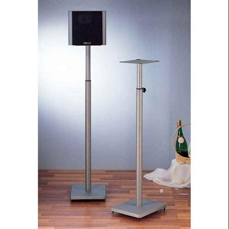 Surround Sound Speaker Stand in Grey Silver - Set of 2