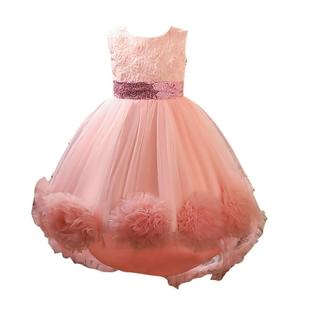 QIPOPIQ Girls Clothes Clearance Toddler Girls Dress Net Yarn Bowknot Birthday Party Flowers Gown Kids Dresses