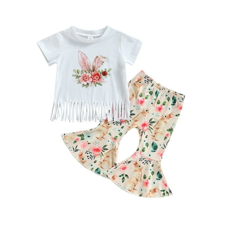 Licupiee Toddler Baby Girl Easter Outfit Bunny Rabbit Short Sleeve T-Shirt Tops Bell-Bottom Flared Pants Sets Clothes
Licupiee Toddler Baby Girl Easter Outfit Bunny Rabbit Short Sleeve T-Shirt Tops Bell-Bottom Flared Pants Sets Clothes