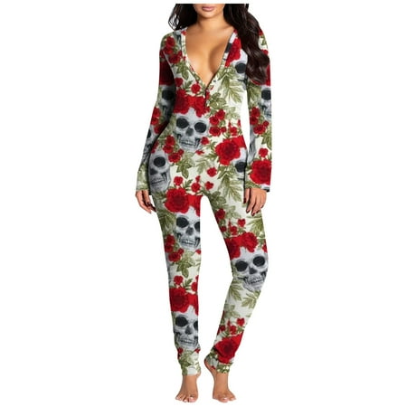 Women s V-neck Long Sleeve Irregular Printed Halloween Pajama Onesies Casual Loungewear for Women
Women s V-neck Long Sleeve Irregular Printed Halloween Pajama Onesies Casual Loungewear for Women