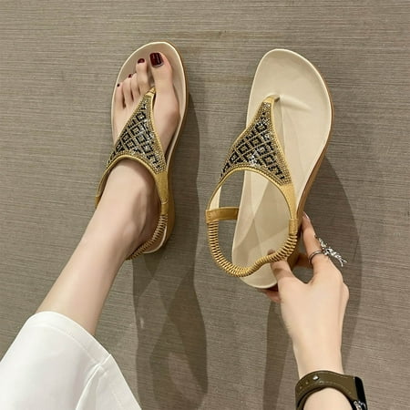 Homadles Woman Summer Sandals- Flats Clip-Toe Casual Rhinestone Dressy Wedge Casual Sandal Yellow Size 6
Homadles Woman Summer Sandals- Flats Clip-Toe Casual Rhinestone Dressy Wedge Casual Sandal Yellow Size 6