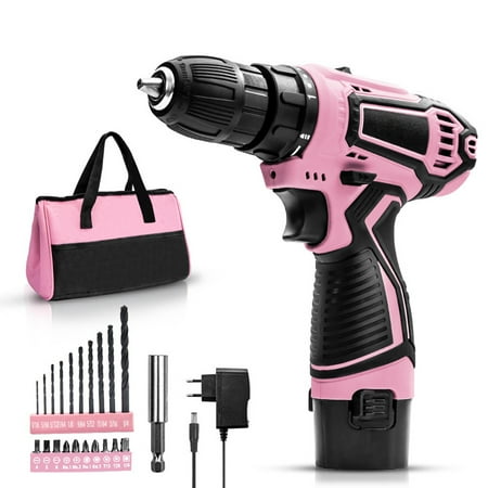 DAKIMOE 12V Pink Cordless Lithium-ion Drill Set and Pink Tool Set Kit Home Tool Set Kit for DIY Lady s Home Repairing Tool Kit with 12-Inch Wide Mouth Open Storage Tool Bag
DAKIMOE 12V Pink Cordless Lithium-ion Drill Set and Pink Tool Set Kit Home Tool Set Kit for DIY Lady s Home Repairing Tool Kit with 12-Inch Wide Mouth Open Storage Tool Bag