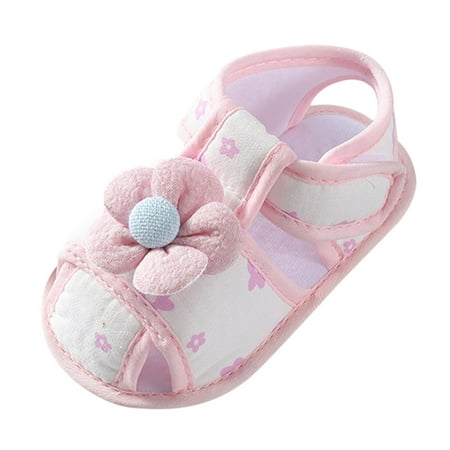 Spring Summer Children Toddler Shoes Girl Flat Bottom Soft Light Comfortable Hook Loop Shoes Hair Band