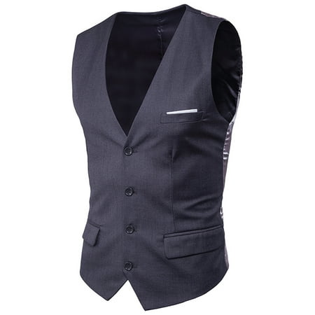 Avamo Mens Single Breasted Fromal Suit Vest Solid Color Sleeveless V Neck Slim Fit Waistcoat Pockets Suit Vests Dark Gray S
Avamo Mens Single Breasted Fromal Suit Vest Solid Color Sleeveless V Neck Slim Fit Waistcoat Pockets Suit Vests Dark Gray S