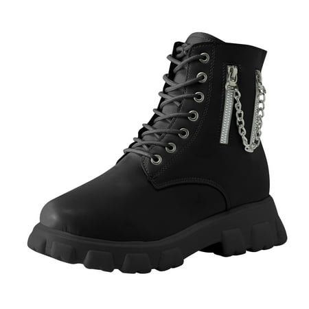kpoplk Womens Boots Ankle Winter Ladies Solid Color Leather Chain Side Zipper Thick Soled Fashion Short Boots (Black 8)
kpoplk Womens Boots Ankle Winter Ladies Solid Color Leather Chain Side Zipper Thick Soled Fashion Short Boots (Black 8)