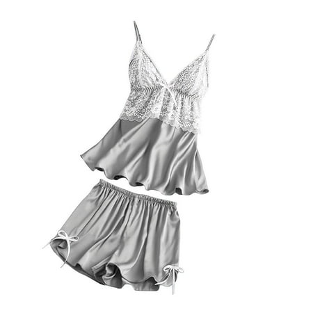 Gaiseeis 4PC Women Satin Lace Camisole Bowknot Shorts Nightdress Robe Pajamas Lingerie Gray M
Gaiseeis 4PC Women Satin Lace Camisole Bowknot Shorts Nightdress Robe Pajamas Lingerie Gray M