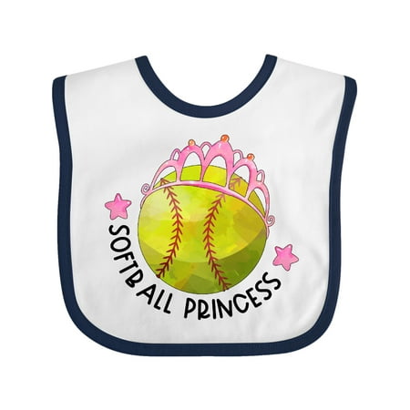 Inktastic Softball Princess- Tiara Gift Baby Girl Bib
