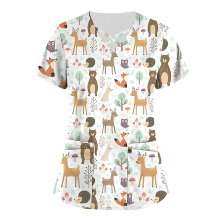Fashion Gift! YANXIAO Plus Size Cute Printed Scrub Working Uniform Tops for Women Cross V-Neck Short Sleeve Fun T-Shirts Workwear Tee with Pockets womens tops
Fashion Gift! YANXIAO Plus Size Cute Printed Scrub Working Uniform Tops for Women Cross V-Neck Short Sleeve Fun T-Shirts Workwear Tee with Pockets womens tops