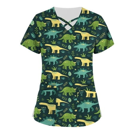 HIMIWAY Plus Size Cute Printed Scrub Working Uniform Tops For Women Cross V-Neck Short Sleeve Fun T-Shirts Workwear Tee With Pockets
HIMIWAY Plus Size Cute Printed Scrub Working Uniform Tops For Women Cross V-Neck Short Sleeve Fun T-Shirts Workwear Tee With Pockets
