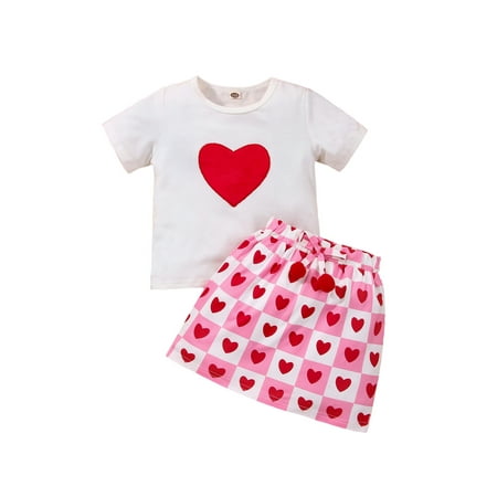 Fiomva Girl Skirt Set Round Neck Short Sleeve Heart Tops Thigh Long Skirt White 3-4 Years
Fiomva Girl Skirt Set Round Neck Short Sleeve Heart Tops Thigh Long Skirt White 3-4 Years