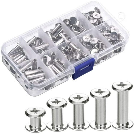 80 Pack Chicago Screws Binding Screws Book Screws 5 Sizes Nail Rivet for Leather Decor Bookbinding DIY (Silver)
80 Pack Chicago Screws Binding Screws Book Screws 5 Sizes Nail Rivet for Leather Decor Bookbinding DIY (Silver)