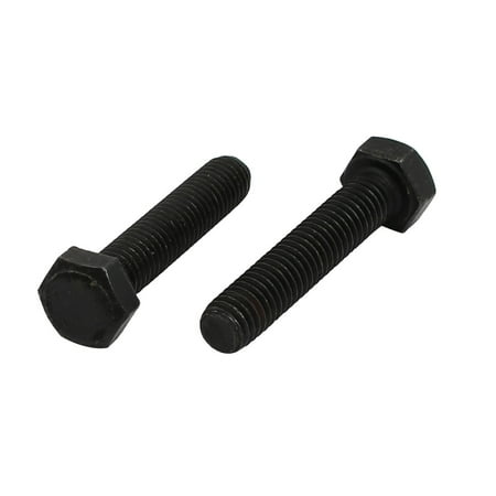 8.8 Grade M5x25mm Full Threaded Left Hand Thread Hex Head Bolt Black 2pcs