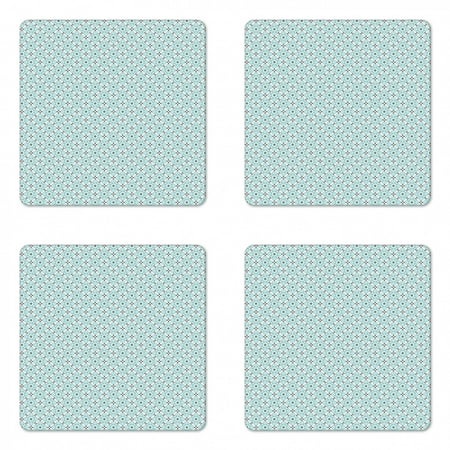 

Moroccan Coaster Set of 4 Continuous Traditional Floral Inspired Mediterranean Square Hardboard Gloss Coasters Standard Size Seafoam Grey by Ambesonne