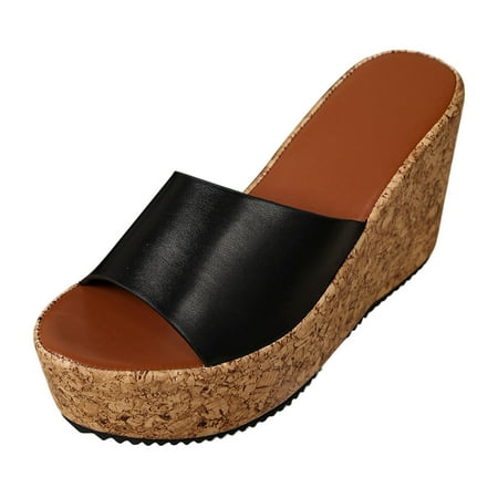MIASHUI Womens Sandals Shoes Simple Solid Colour Outer Wear Fish Mouth Big Size Thick Bottom Slope Heel Sandal Slippers Casual Summer Shoes Black 8.5
MIASHUI Womens Sandals Shoes Simple Solid Colour Outer Wear Fish Mouth Big Size Thick Bottom Slope Heel Sandal Slippers Casual Summer Shoes Black 8.5