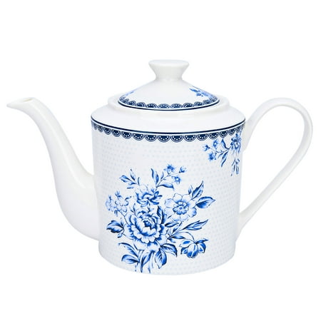 

Bone China Teapot Floral Teapot 1.15-qt. (1.1 L) Vintage Indigo Tea Pot Tea Brewer for Tea or Coffee Tea Kettle Kitchen Tea Pot