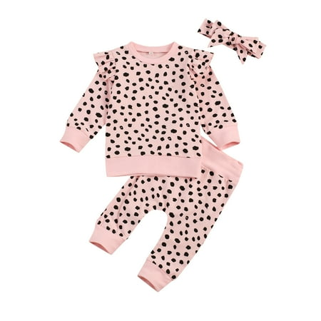 Canrulo Baby Girl 3Pcs Fall Winter Clothes Long Sleeve Polka Dot Sweatshirt Top Pants with Headband Outfits Pink 0-6 Months
Canrulo Baby Girl 3Pcs Fall Winter Clothes Long Sleeve Polka Dot Sweatshirt Top Pants with Headband Outfits Pink 0-6 Months