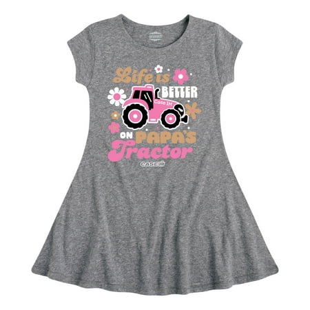 Case IH - Life Is Better Papas Tractor - Toddler Girls Fit And Flare Dress