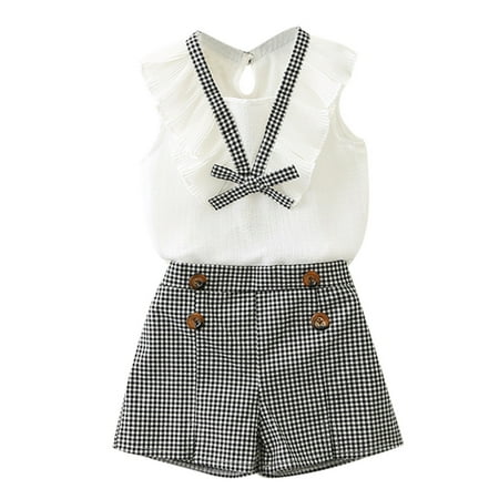 JIEU Toddler Kids Baby Girls Outfits Clothes Bowknot Vest Tops+Plaid Shorts Pants Set Suitable for Home Wear Daily Wear Street Shopping Club Party
JIEU Toddler Kids Baby Girls Outfits Clothes Bowknot Vest Tops+Plaid Shorts Pants Set Suitable for Home Wear Daily Wear Street Shopping Club Party