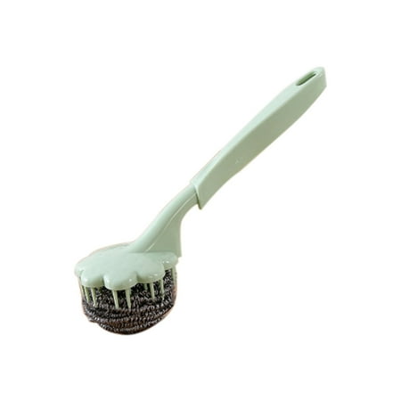 VEAREAR Steel Wire Brush Long Handle Home Kitchen Steel Wire Ball Pot Dish Cleaning Brush Washing Tool