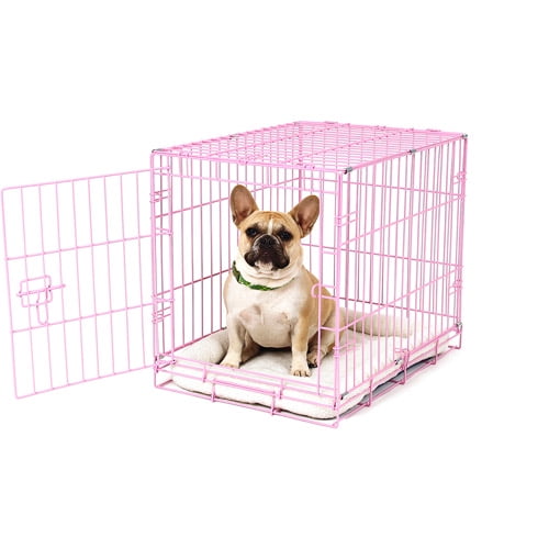 Carlson Compact Deluxe Metal Dog Crate with Pan, Pink, X-Small, 24"L