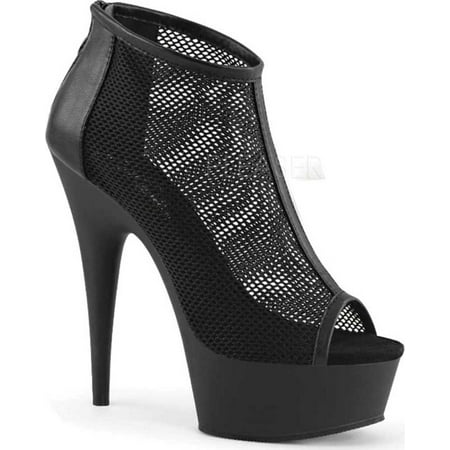 Women s Pleaser Delight 600-12 Peep Toe Mesh Bootie