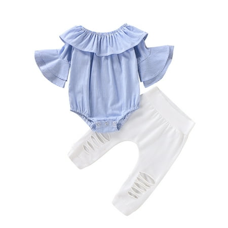 NZRVAWS Newborn Baby Girls Outfits Pagoda Sleeve Stripe Romper Top+Pants 2PCS Clothes Set 3-6 Months Blue
NZRVAWS Newborn Baby Girls Outfits Pagoda Sleeve Stripe Romper Top+Pants 2PCS Clothes Set 3-6 Months Blue