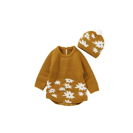 Baby Girls Knitted Sweater Romper Jumpsuit Fall Winter Clothes Autumn And Winter Warm Clothes