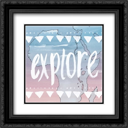 World Traveler Explore 2x Matted 20x20 Black Ornate Framed Art Print by Miller, Sara Zieve