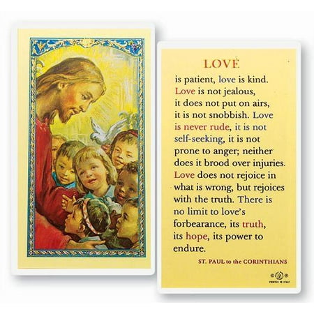 Love is Patient Laminated Catholic Prayer Holy Card with Prayer on Back Pack of 25
Love is Patient Laminated Catholic Prayer Holy Card with Prayer on Back Pack of 25