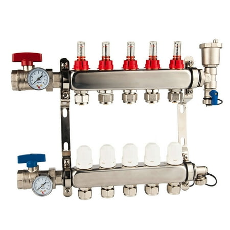 MONIPA 5-Loop / Branch Radiant Floor Heating Manifold 304 Stainless Steel For 1/2 PEX
MONIPA 5-Loop / Branch Radiant Floor Heating Manifold 304 Stainless Steel For 1/2 PEX
