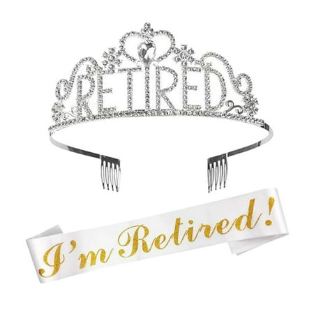 1 Set of Women Retirement Costume Decorative Retirement Sash Retired Party Crown