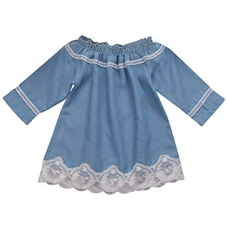 StylesILove Baby Girl Off-Shoulder Lace Denim Cotton Casual Mini Dress (110/3-4 Years) Blue
StylesILove Baby Girl Off-Shoulder Lace Denim Cotton Casual Mini Dress (110/3-4 Years) Blue