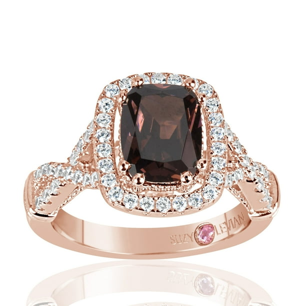 Suzy Levian Rose Sterling Silver Brown Chocolate and White Cubic Zirconia Ring