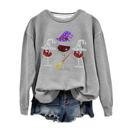 WUDATI Women s Casual Halloween Wine Glass Print Round Neck Long Sleeve Sweatshirt Lightweight Top for Daily Wear Travel Perfect for Spring Autumn Winter Fashion Street Shopping Party and Sports Outfi
WUDATI Women s Casual Halloween Wine Glass Print Round Neck Long Sleeve Sweatshirt Lightweight Top for Daily Wear Travel Perfect for Spring Autumn Winter Fashion Street Shopping Party and Sports Outfi