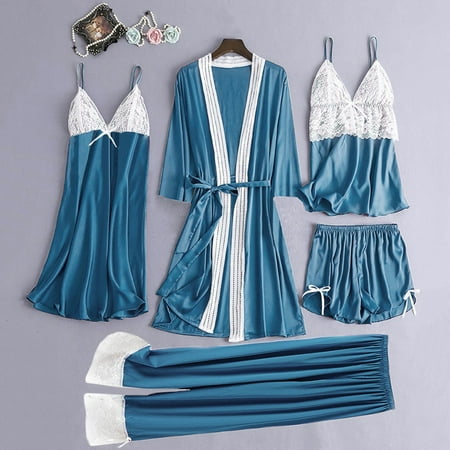 MRULIC lingerie for women 5PC Women Satin Lace Camisole Trousers Shorts Nightdress Robe Pajamas Lingerie Blue + 3XL
MRULIC lingerie for women 5PC Women Satin Lace Camisole Trousers Shorts Nightdress Robe Pajamas Lingerie Blue + 3XL