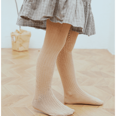 Baby Girls Ribbed Brown Tan Cotton Tights 6-12M