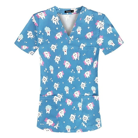Women Scrubs Top Short Sleeve V-Neck Cartoon Printed Top Nursed Working Uniform Nurses Clothing Workwear Blouse With Pockets Ladies Dailywear
Women Scrubs Top Short Sleeve V-Neck Cartoon Printed Top Nursed Working Uniform Nurses Clothing Workwear Blouse With Pockets Ladies Dailywear