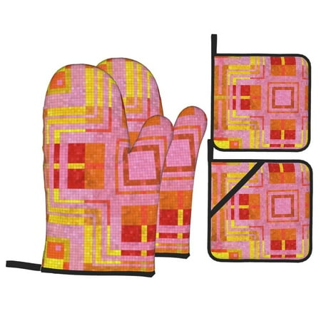 YFYANG Oven Mitts and Pot Holders Sets 4 Pieces Non-Slip Heat Resistant Orange Mosaic Pattern Kitchen Glove Pot Mat for Cooking and Baking
YFYANG Oven Mitts and Pot Holders Sets 4 Pieces Non-Slip Heat Resistant Orange Mosaic Pattern Kitchen Glove Pot Mat for Cooking and Baking