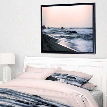 DESIGN ART Designart 'Wonderful Long Exposure Sea Waves' Beach Photo Framed Canvas Print
