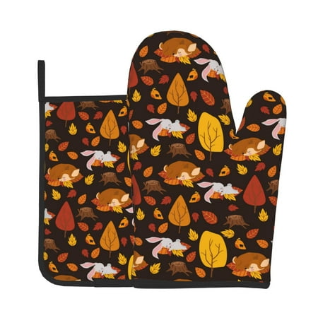Zeuib Autumn Forest Small Animals Lazy Print Oven Mitt & Pot Holder Set 2-Pack Kitchen Gloves and Hot Pads for Cooking BBQ Grilling Baking
Zeuib Autumn Forest Small Animals Lazy Print Oven Mitt & Pot Holder Set 2-Pack Kitchen Gloves and Hot Pads for Cooking BBQ Grilling Baking