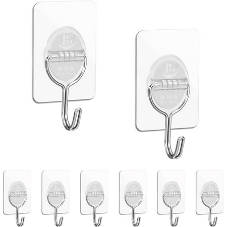 Adhesive Wall Hooks Sticky Hooks for Hanging 8 Packs Adhesive Hooks Reusable Seamless Wall Hook for 13Lb(Max) for Kitchen Bathroom Ceiling - Clear
Adhesive Wall Hooks Sticky Hooks for Hanging 8 Packs Adhesive Hooks Reusable Seamless Wall Hook for 13Lb(Max) for Kitchen Bathroom Ceiling - Clear
