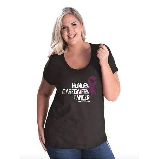 Honors Caregivers Cancer Awareness Women Curvy Plus Size Scoopneck Tee