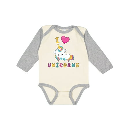 Inktastic I love unicorns Gift Baby Boy or Baby Girl Long Sleeve Bodysuit