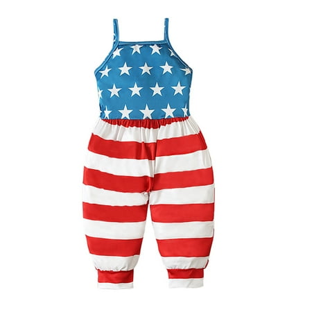 Woobling Kids Romper US Flag Printed Bodysuit Straight Leg Jumpsuit Girls Comfort Clothes One-Piece Pants CC01883-DS 90
Woobling Kids Romper US Flag Printed Bodysuit Straight Leg Jumpsuit Girls Comfort Clothes One-Piece Pants CC01883-DS 90