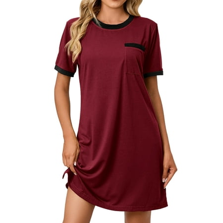 Colisha Women Pajama Solid Color Sleep Dress Short Sleeve Nightgown Comfy Nightdress Crew Neck Sleepwear Wine Red 2XL
Colisha Women Pajama Solid Color Sleep Dress Short Sleeve Nightgown Comfy Nightdress Crew Neck Sleepwear Wine Red 2XL